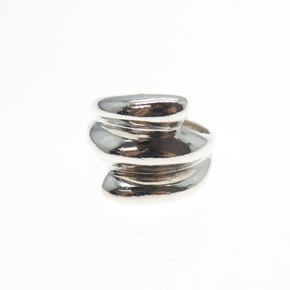 925 Sterling Silver Vintage Modernist Bypass Ring Size 6.5