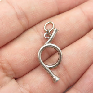 925 Sterling Silver Vintage Musical Horn 3D Charm Pendant