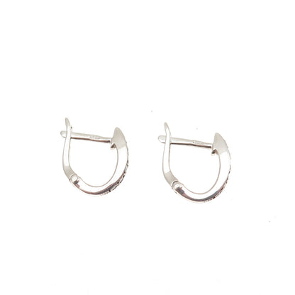 925 Sterling Silver Real Round-Cut Diamond Hoop Earrings