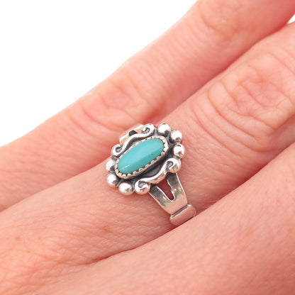 Bell Trading Post Old Pawn 925 Sterling Silver Vintage Turquoise Ring Size 4.75