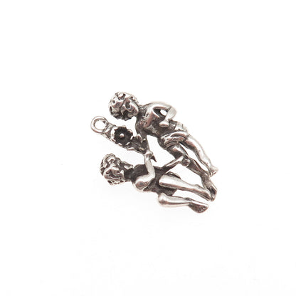 Shube 925 Sterling Silver Vintage Gemini Zodiac Sign Oxidized Charm Pendant