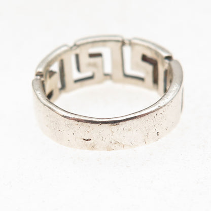 925 Sterling Silver Vintage Greek Key Oxidized Ring Size 6