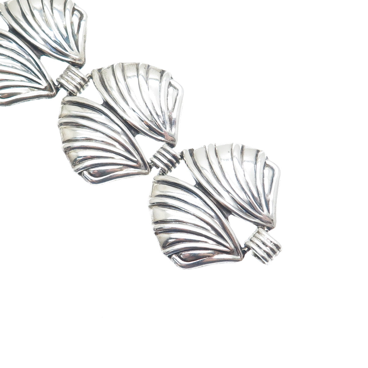 925 Sterling Silver Vintage Mexico Butterfly Wing Link Bracelet 7"