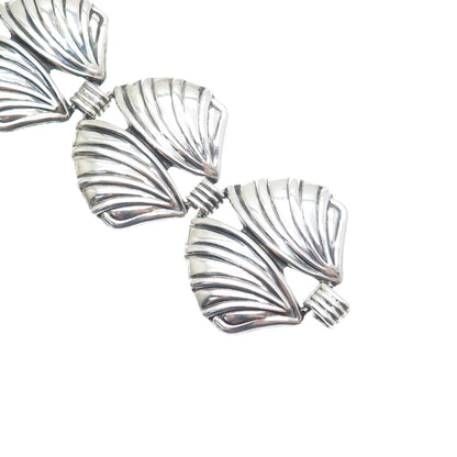 925 Sterling Silver Vintage Mexico Butterfly Wing Link Bracelet 7"