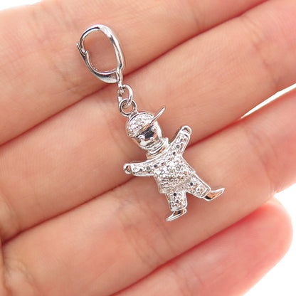 925 Sterling Silver Real Round-Cut Diamond Boy Charm Pendant