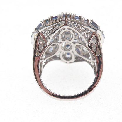 Chuck Clemency 925 Sterling Silver 2-Tone Real Oval-Cut Tanzanite Ring Size 8