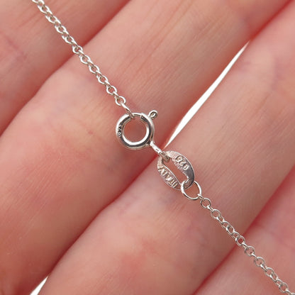 925 Sterling Silver Real Blue Topaz & Sapphire Cable Chain Necklace 18"