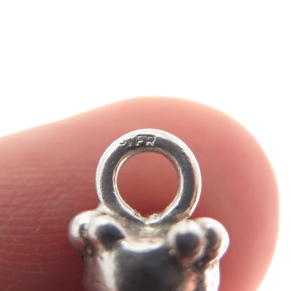 925 Sterling Silver Vintage Kneeling King Minimalist Oxidized Charm Pendant