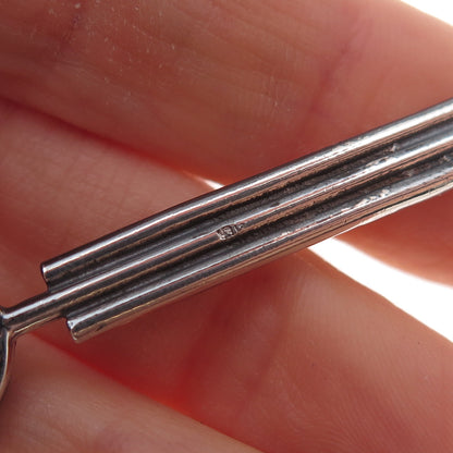 925 Sterling Silver Vintage Enamel Modernist Oxidized Pendant