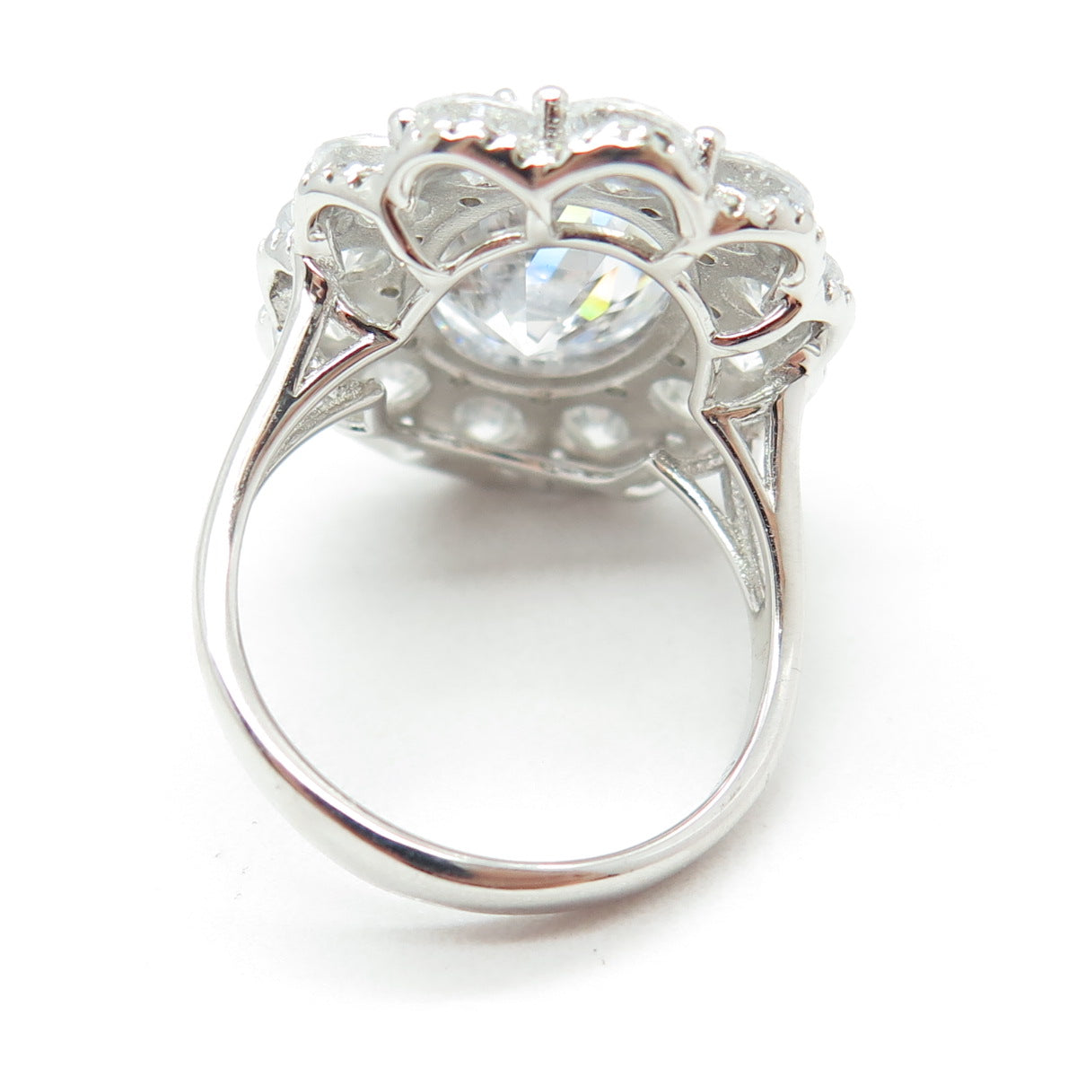 925 Sterling Silver Oval & Round-Cut C Z Ring Size 8