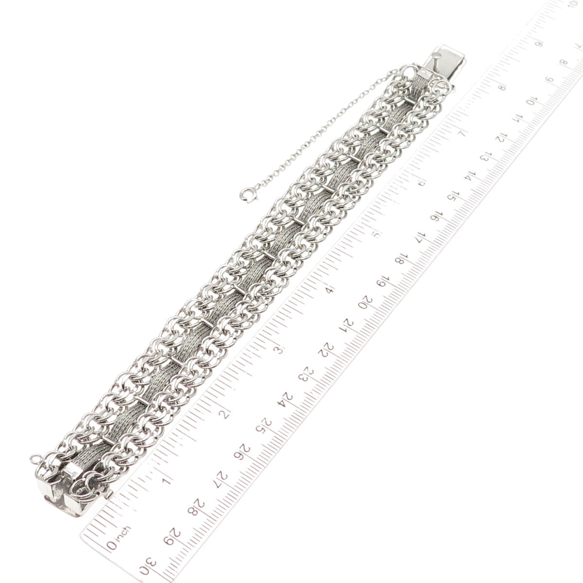 American 925 Sterling Silver Vintage Modernist Bismark & Spiga Link Bracelet 7"