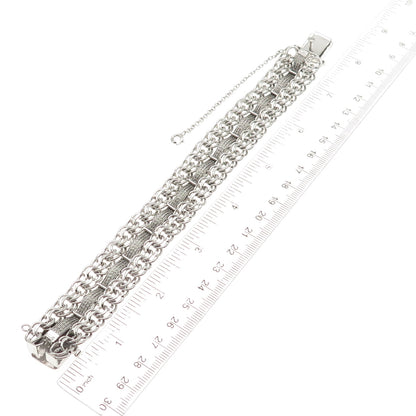 American 925 Sterling Silver Vintage Modernist Bismark & Spiga Link Bracelet 7"