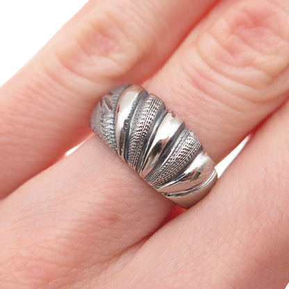 925 Sterling Silver Vintage Italy Modernist Oxidized Ring Size 5.25