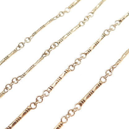 925 Sterling Silver Gold Plated Vintage Bamboo Bar Chain Necklace 20"
