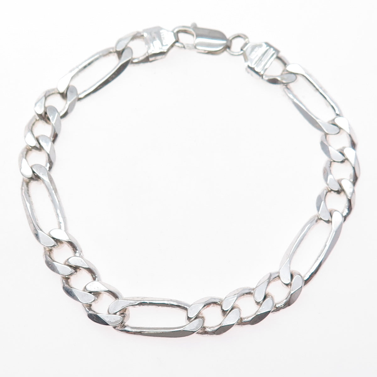 HAN 925 Sterling Silver Vintage Italy Figaro Link Bracelet 8.75"