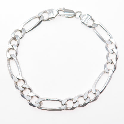 HAN 925 Sterling Silver Vintage Italy Figaro Link Bracelet 8.75"