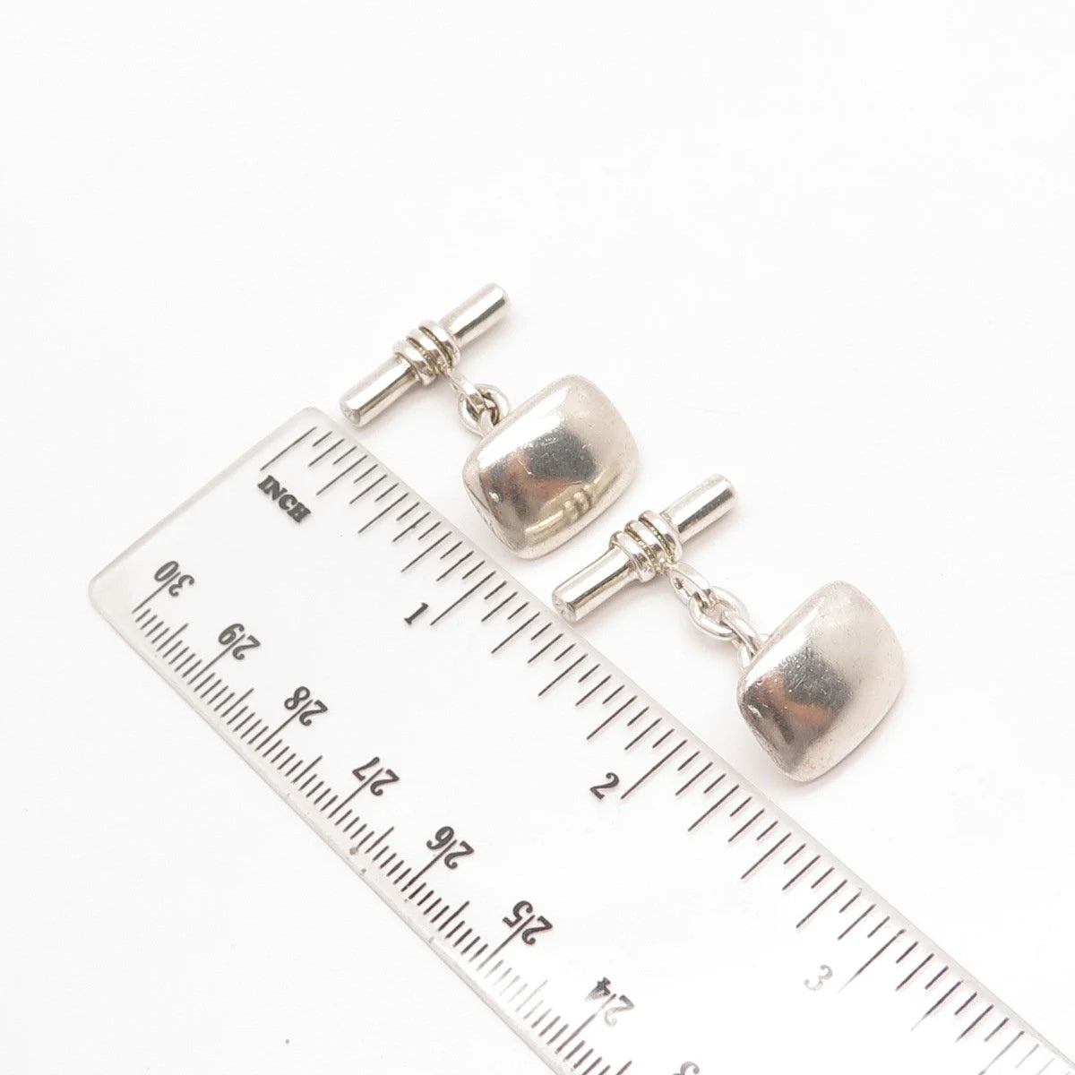 925 Sterling Silver Vintage Smooth Rectangle Cufflinks