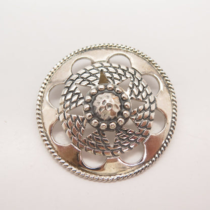 925 Sterling Silver Vintage Mexico MWS Beaded Cutout Slide Pendant
