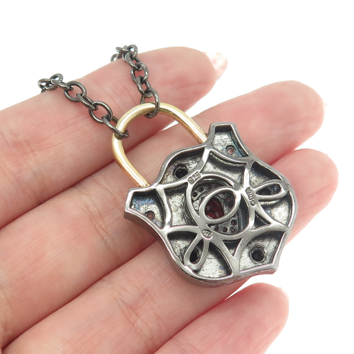 MICHAEL VALITUTTI 925 Sterling Silver White Topaz Garnet Spinel Gem Necklace 32"