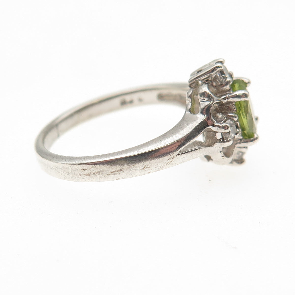 RJ GRAZIANO 925 Sterling Silver Vintage Real Peridot & C Z Ring Size 6