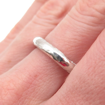 925 Sterling Silver Vintage Hammered Band Ring Size 7.25