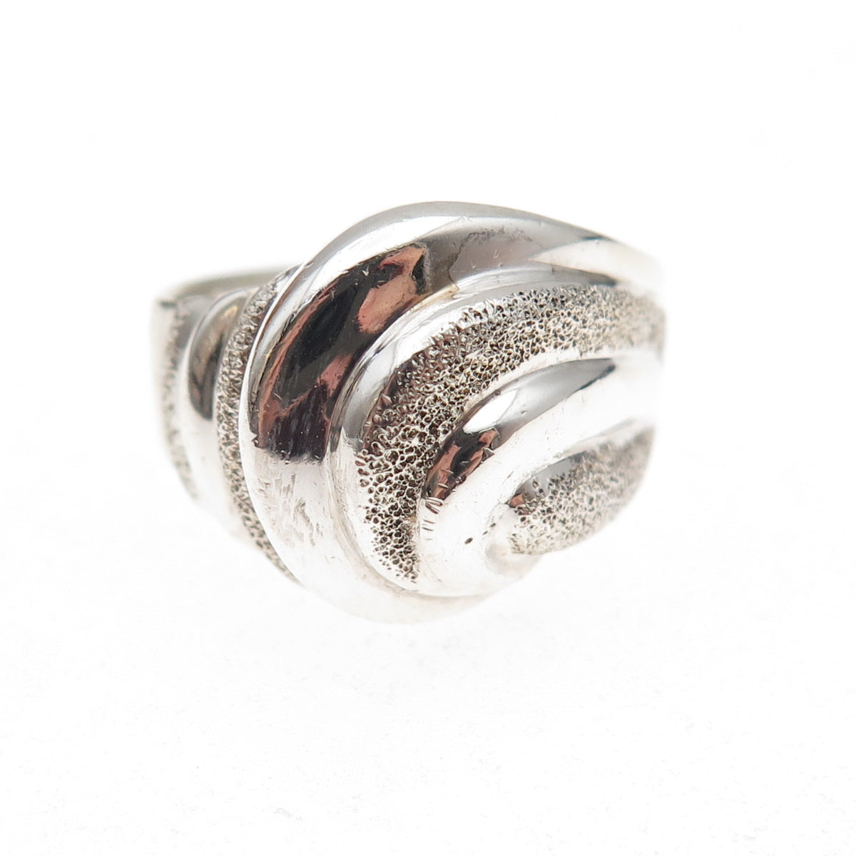 925 Sterling Silver Vintage Modernist Wave Oxidized Ring Size 8
