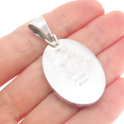 SHANE Old Pawn 925 Sterling Silver Vintage Southwestern Hematite Charm Pendant