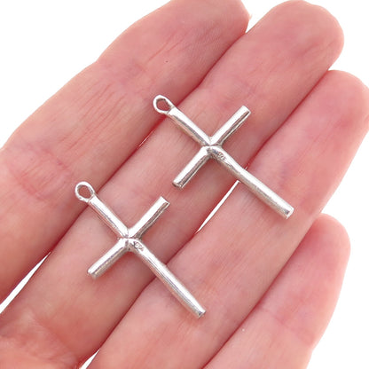925 Sterling Silver Vintage Real Malachite Cross Jacket Earrings