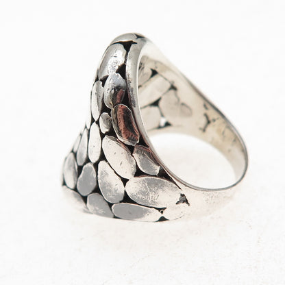 925 Sterling Silver Vintage Modernist Kali Dotted Oxidized Ring Size 7