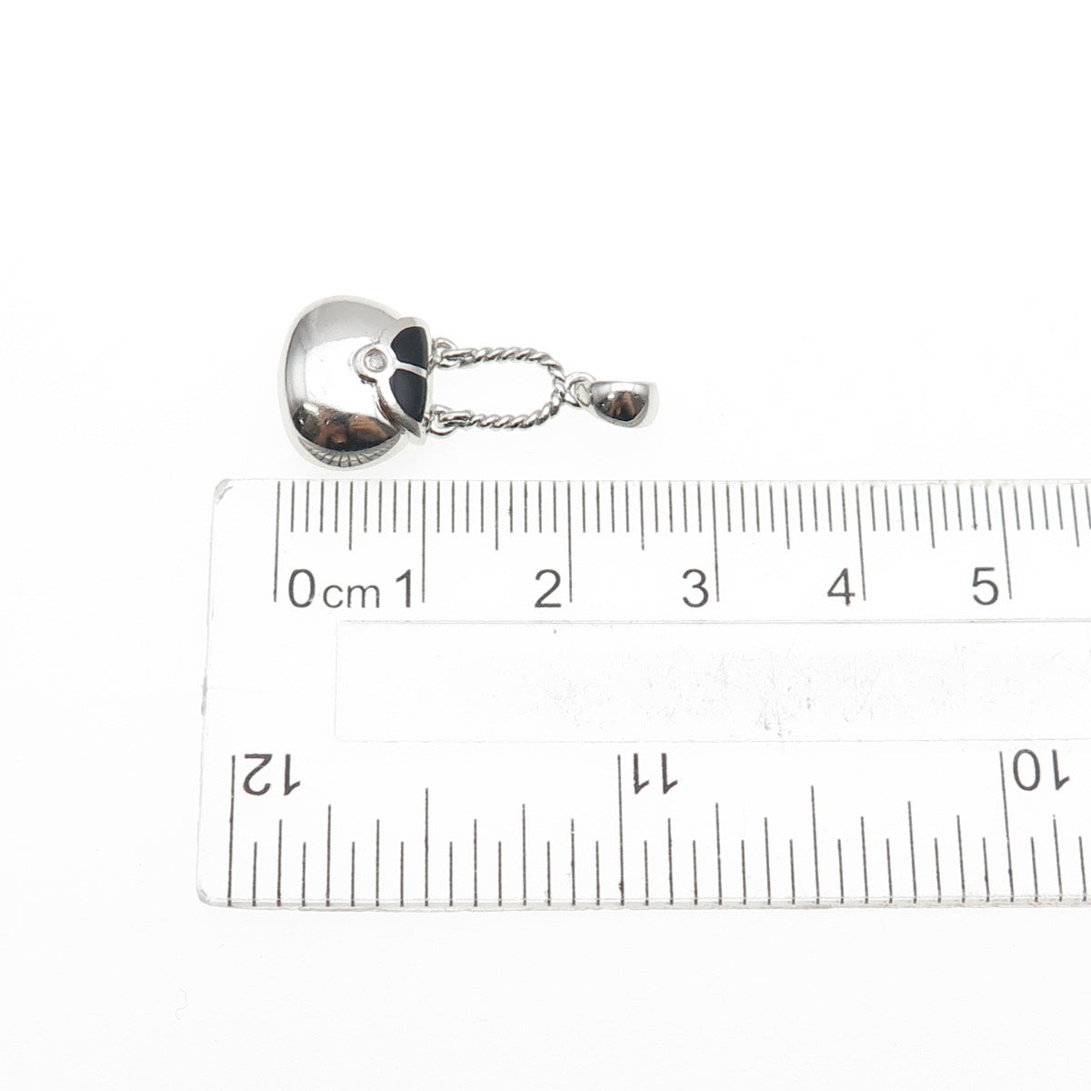 AMI 925 Sterling Silver Enamel Real Diamond Accent Ladies Purse Mini Pendant