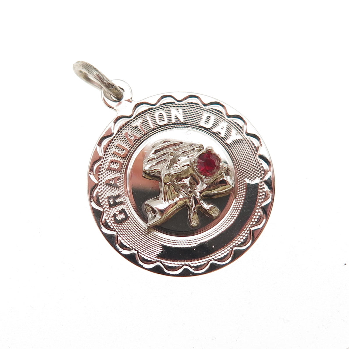 Spencer Co. 925 Sterling Silver Vintage Rhinestone Graduation Day Charm Pendant