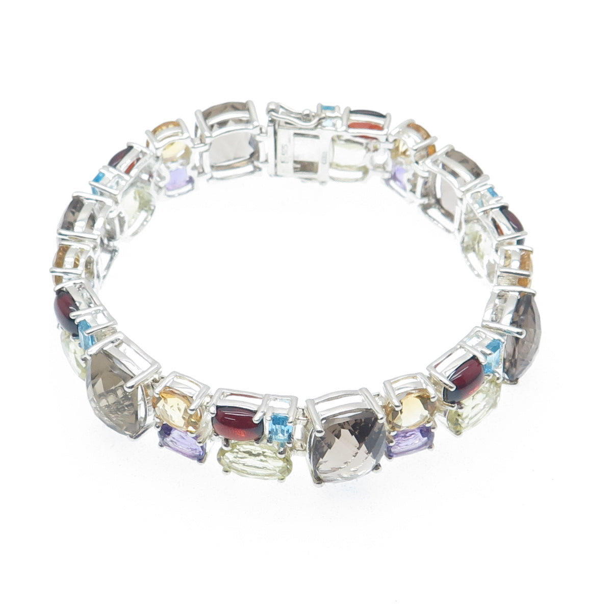 MICHELLE ALBALA Sterling Silver Quartz Citrine Amethyst Topaz Garnet Bracelet 7"