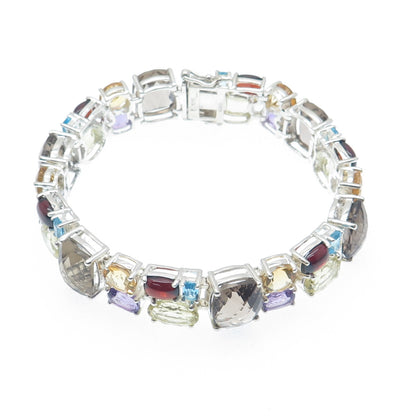 MICHELLE ALBALA Sterling Silver Quartz Citrine Amethyst Topaz Garnet Bracelet 7"