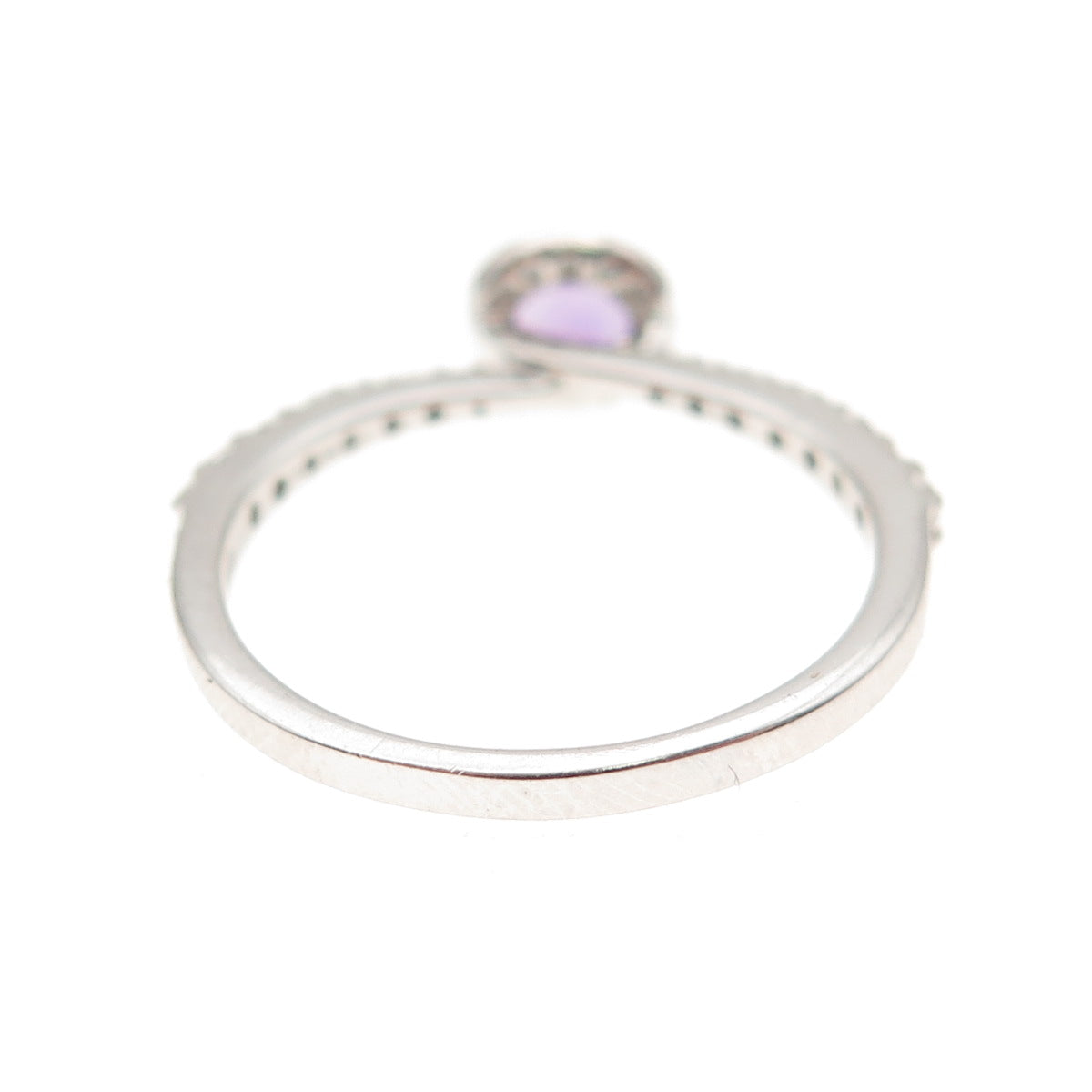 925 Sterling Silver Real Round-Cut Amethyst & White Topaz Ring Size 6.25
