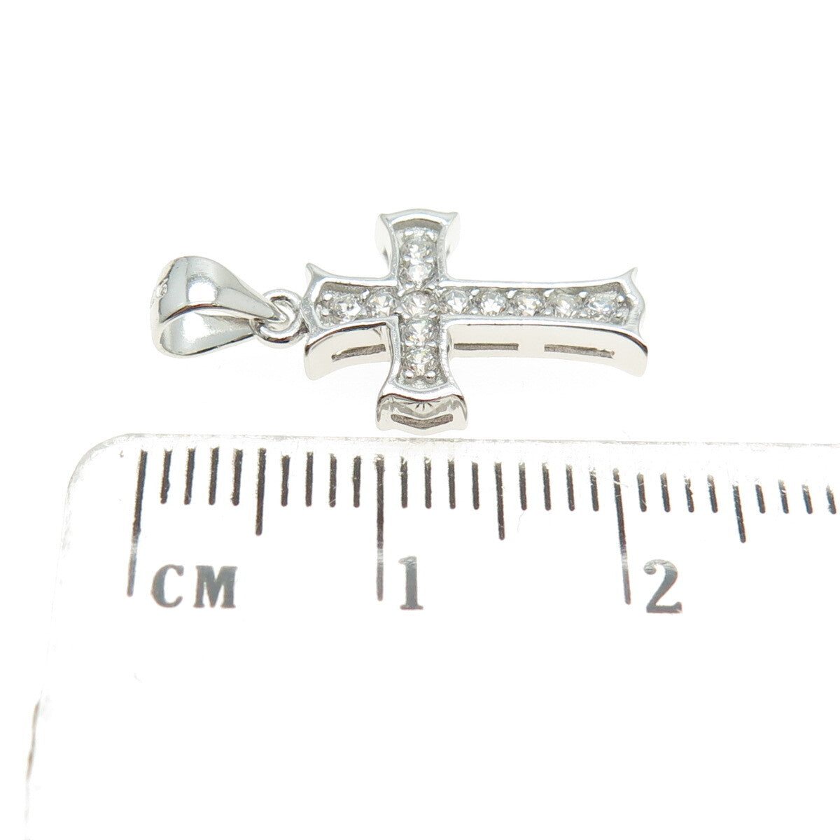 925 Sterling Silver Round-Cut Shaped C Z Cross Pendant