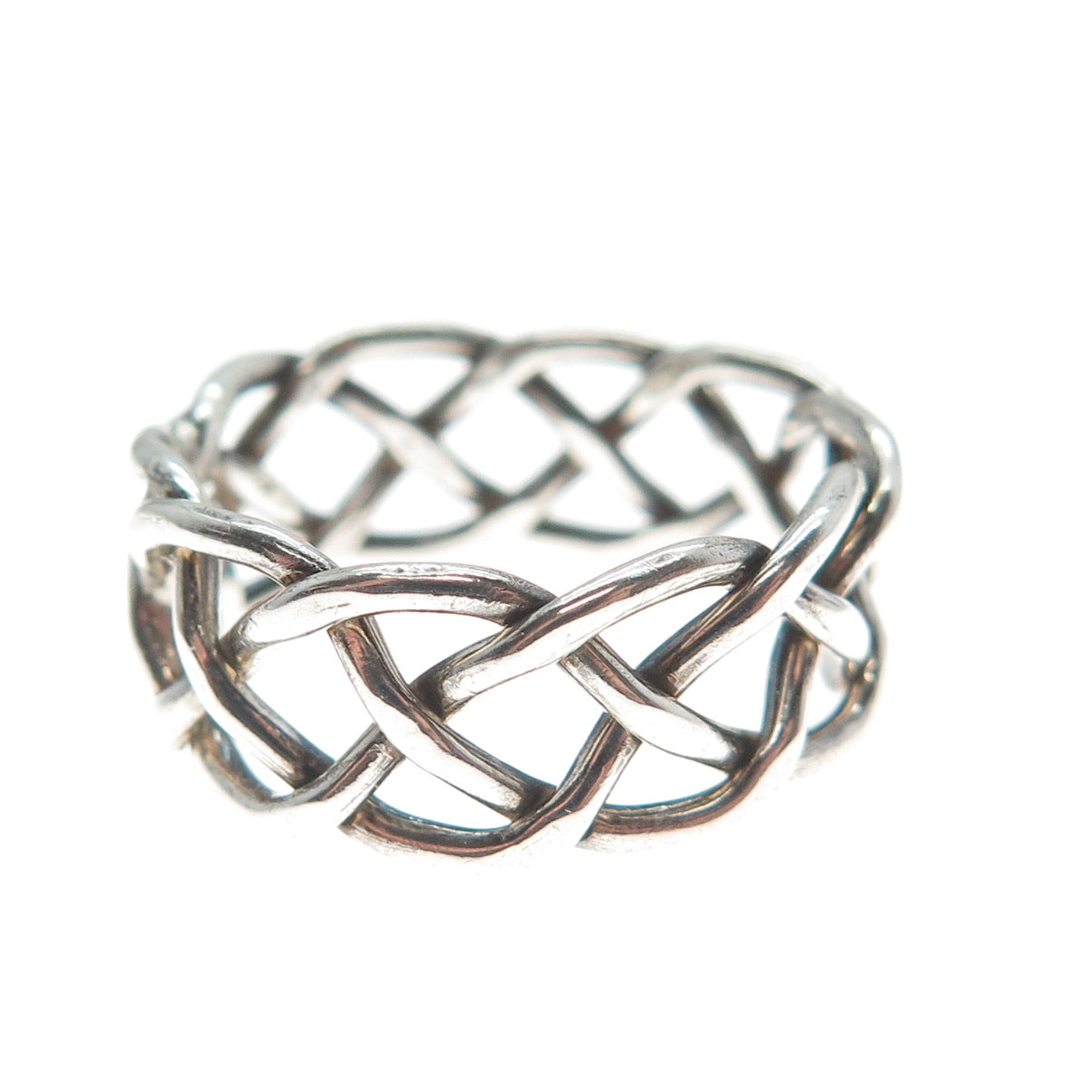 925 Sterling Silver Vintage Mexico Woven Band Ring Size 9