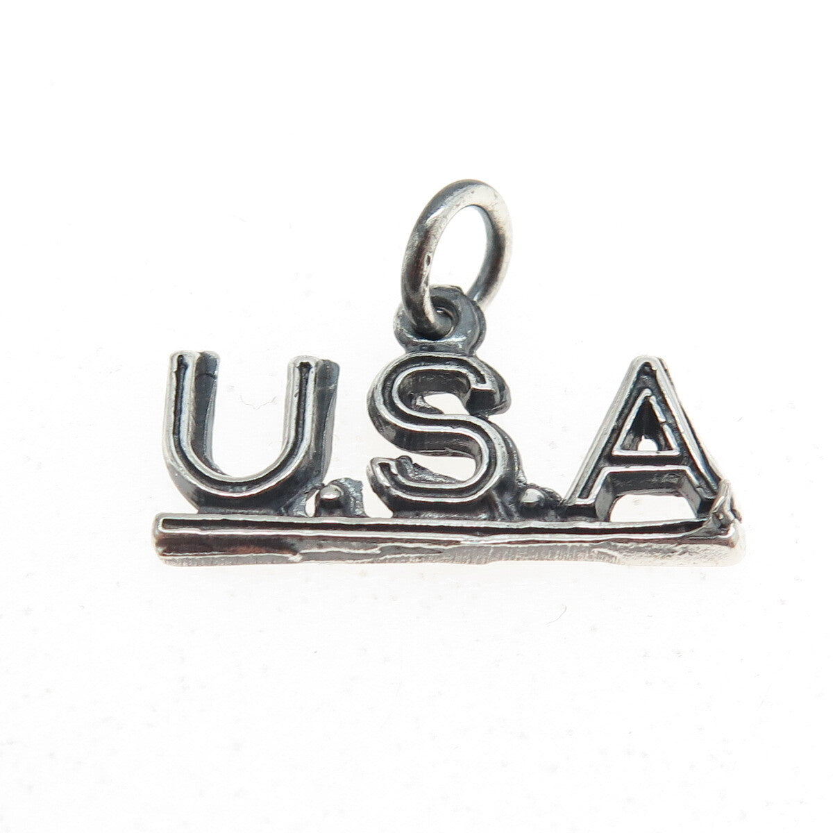 925 Sterling Silver Vintage "U. S. A" Charm Pendant