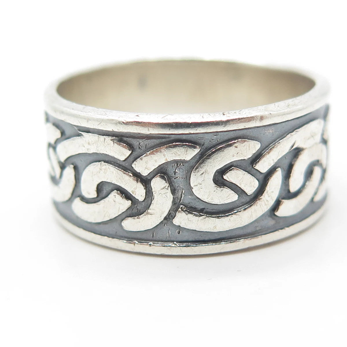 925 Sterling Silver Vintage Celtic Knot Wide Band Ring Size 13.75