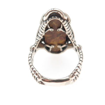 Carolyn Pollack 925 Sterling Silver Vintage Real Jasper Oxidized Ring Size 8