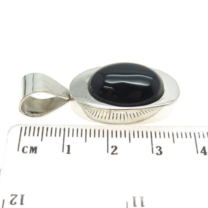 ATI 925 Sterling Silver Vintage Mexico Real Black Onyx Gemstone Pendant