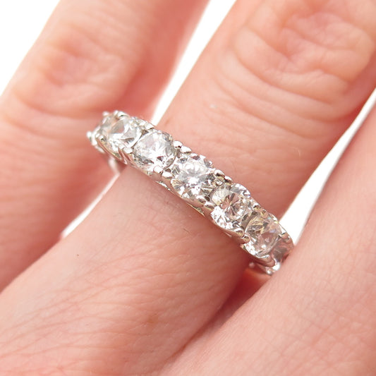 925 Sterling Silver Round-Cut C Z Half Eternity Band Ring Size 5