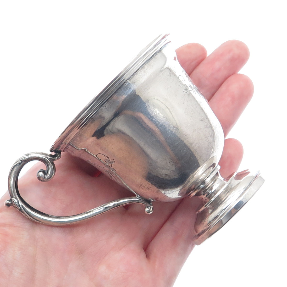 800 Silver Antique WWII Engraved Berlin Judaica Floral Teacup