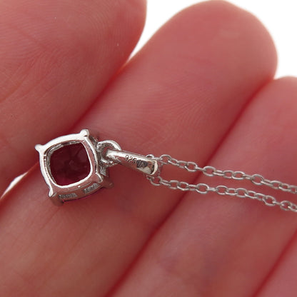 925 Sterling Silver Cushion-Cut Purple C Z Cable Chain Necklace 18"