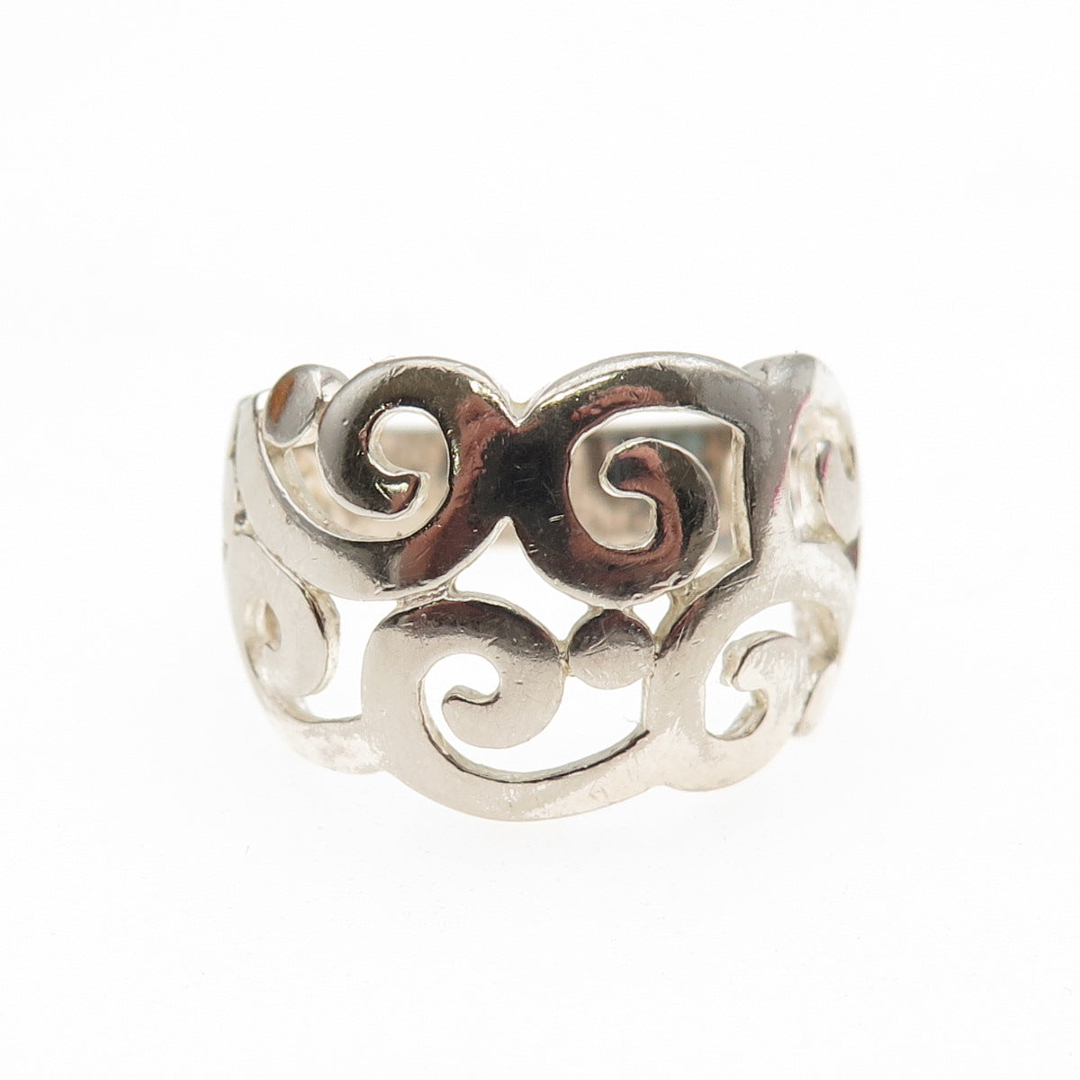 925 Sterling Silver Vintage Swirl Ring Size 8