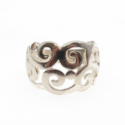 925 Sterling Silver Vintage Swirl Ring Size 8