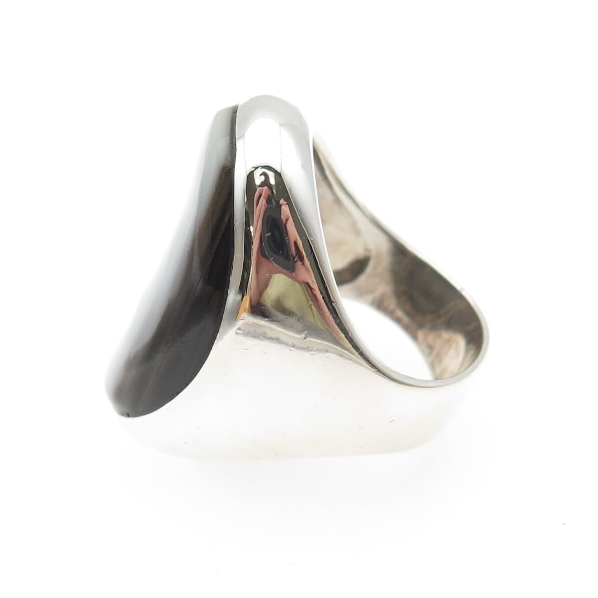 CHAPAL ZENRAY Sterling Silver Vintage Real Abalone Shell Modernist Ring Size 8