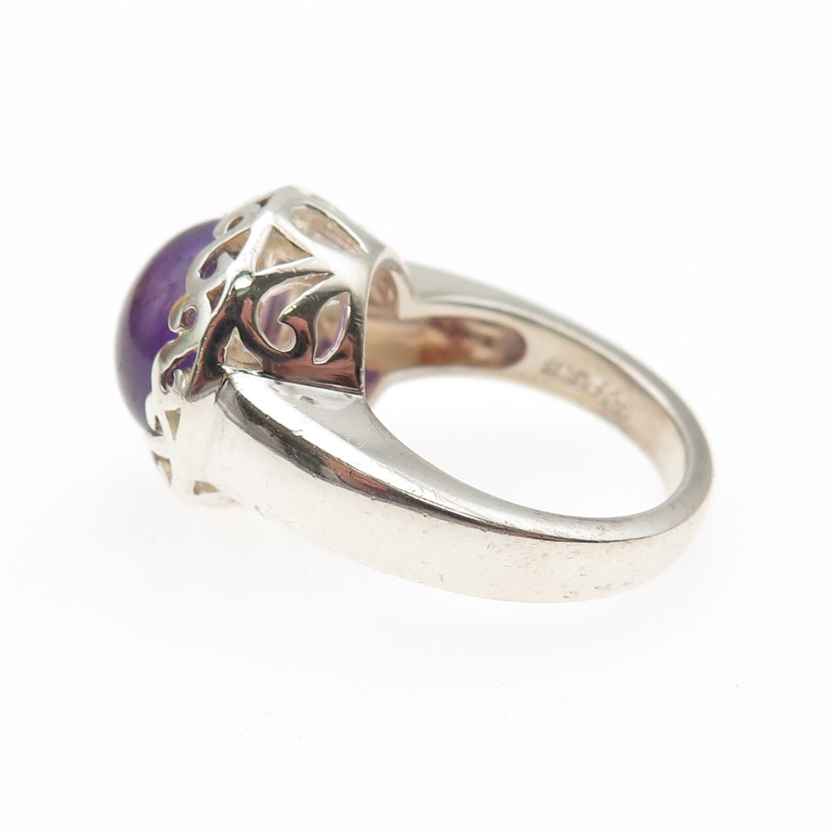 Chuck Clemency 925 Sterling Silver Vintage Real Amethyst Swirl Ring Size 6