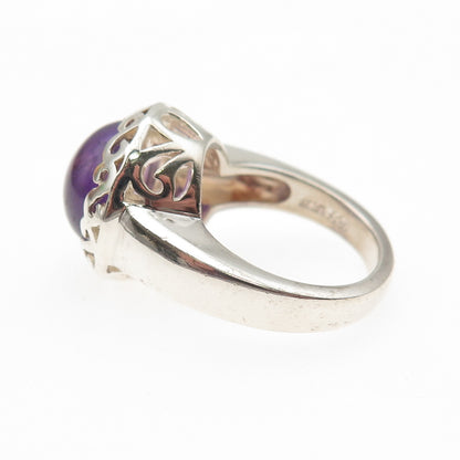 Chuck Clemency 925 Sterling Silver Vintage Real Amethyst Swirl Ring Size 6