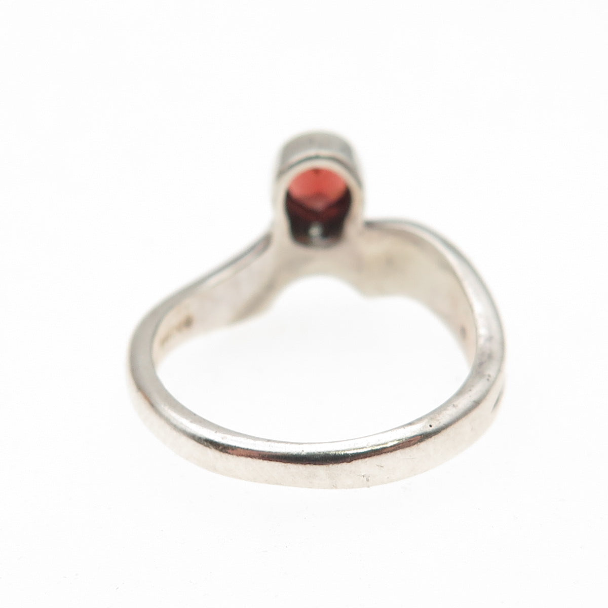 BOMA 925 Sterling Silver Vintage Real Red Garnet Modernist Ring Size 5.25