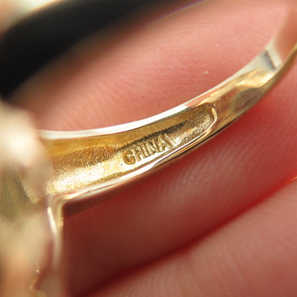 925 Sterling Silver Gold Plated Real Blue Topaz & C Z Ring Size 6.25